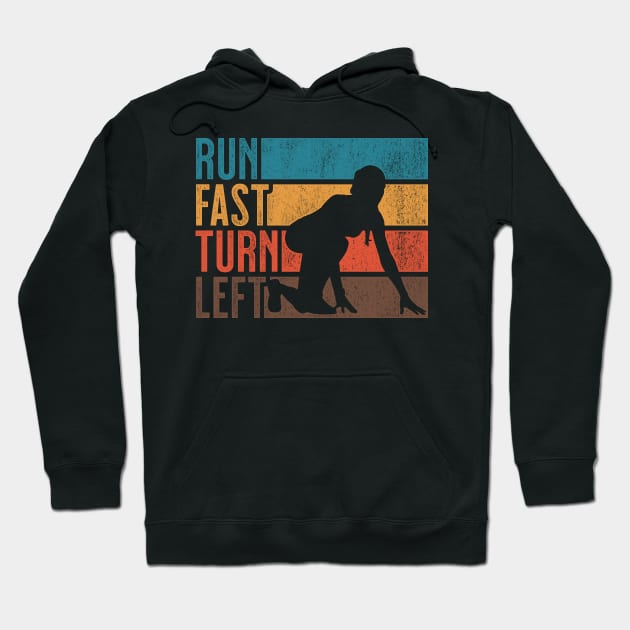 Run Fast Turn Left Sprint Dash Runners 100m 200m 400m Gift Hoodie by grendelfly73